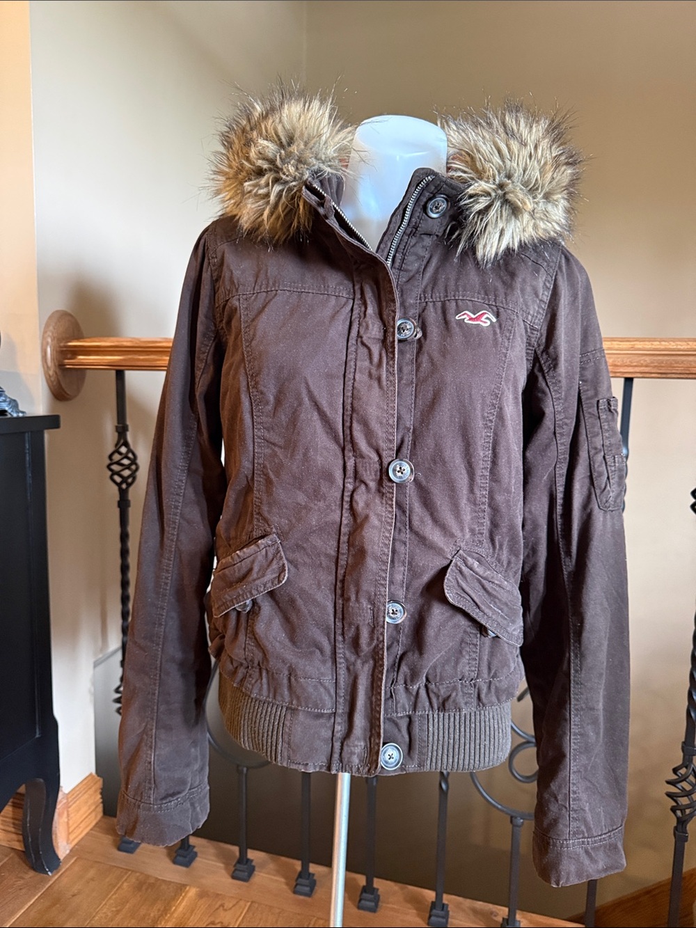 Y2K Vintage Hollister fur hooded jacket